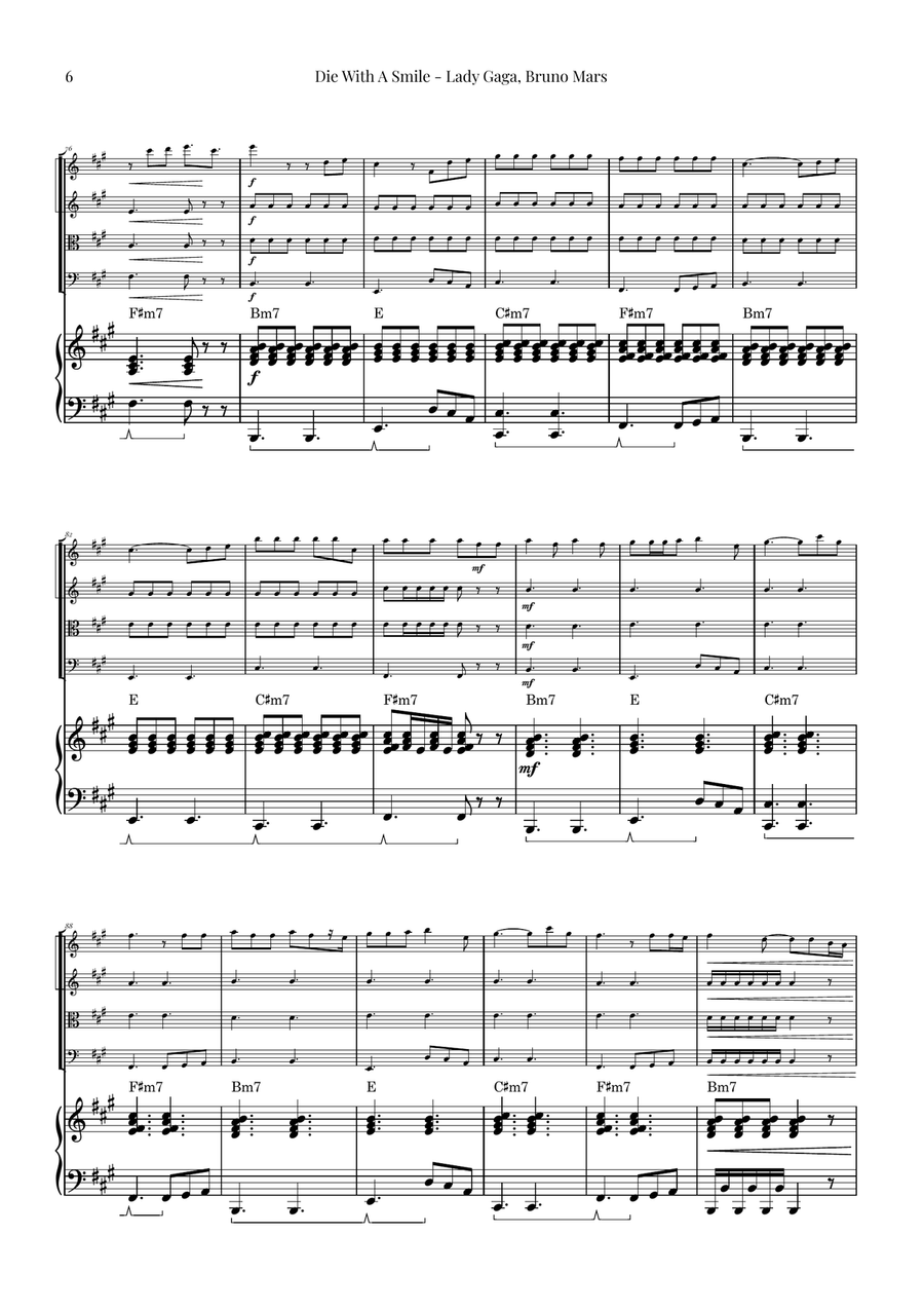 Die With A Smile String Quartet scores gallery preview page 6