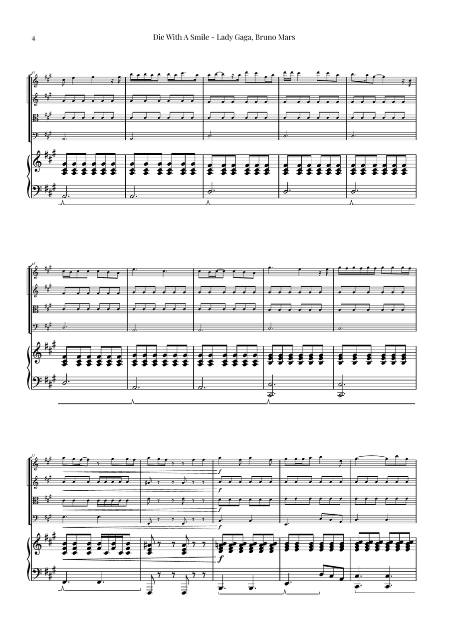 Die With A Smile String Quartet scores gallery preview page 4
