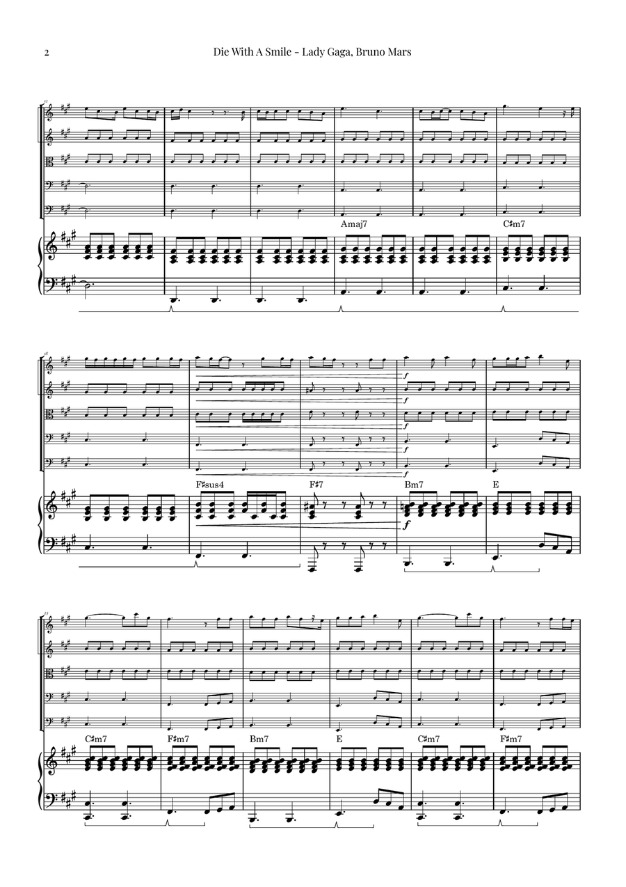 Die With A Smile String Orchestra scores gallery preview page 2