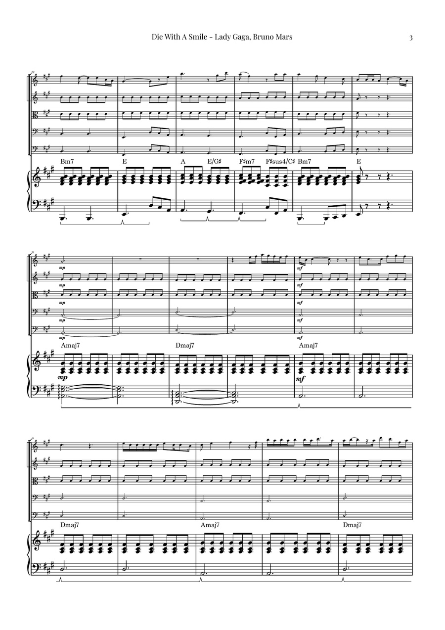 Die With A Smile String Orchestra scores gallery preview page 3