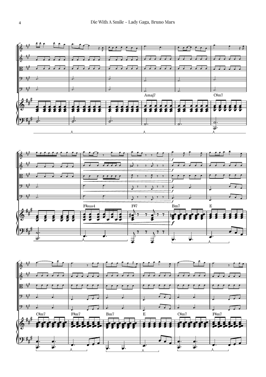Die With A Smile String Orchestra scores gallery preview page 4