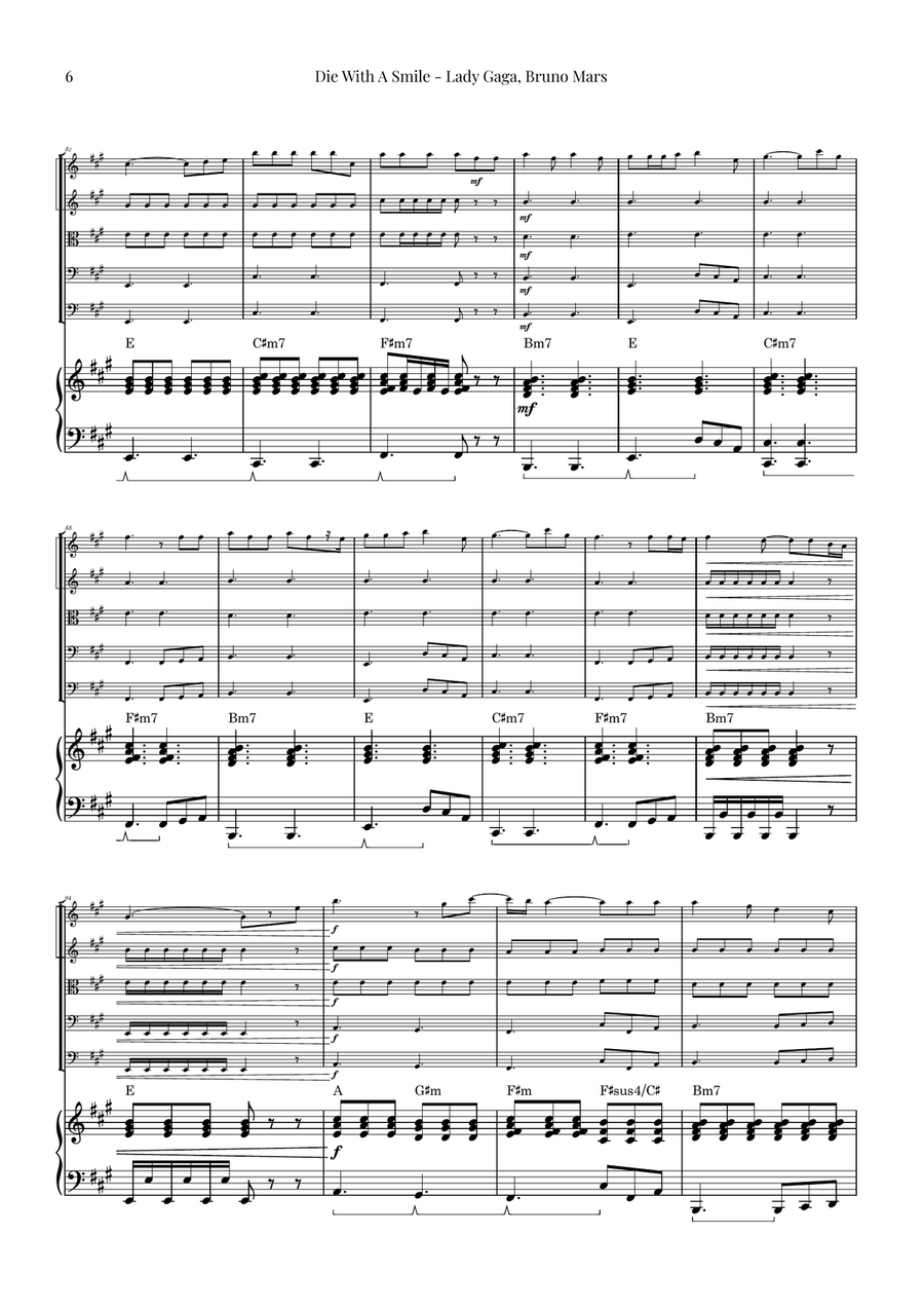 Die With A Smile String Orchestra scores gallery preview page 6