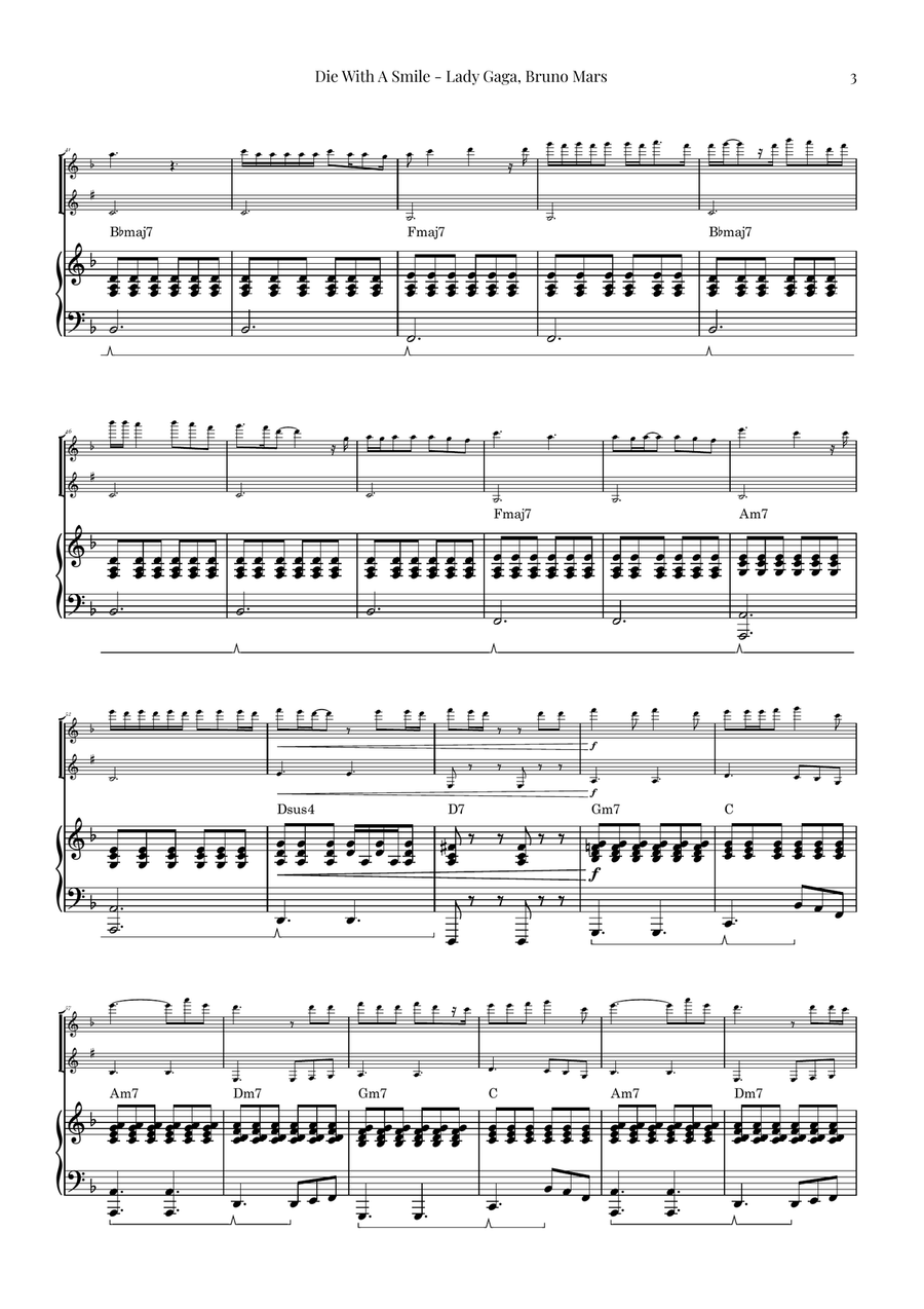 Die With A Smile Woodwind Duet scores gallery preview page 3