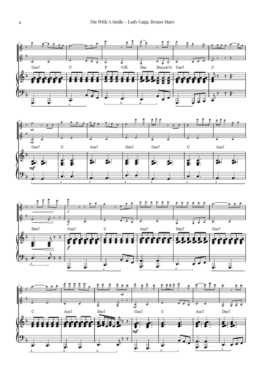 Die With A Smile Woodwind Duet scores gallery preview page 4