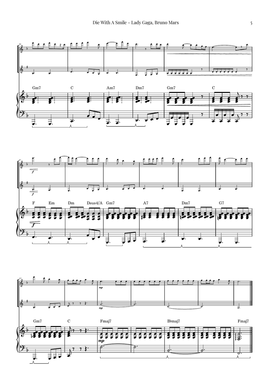 Die With A Smile Woodwind Duet scores gallery preview page 5