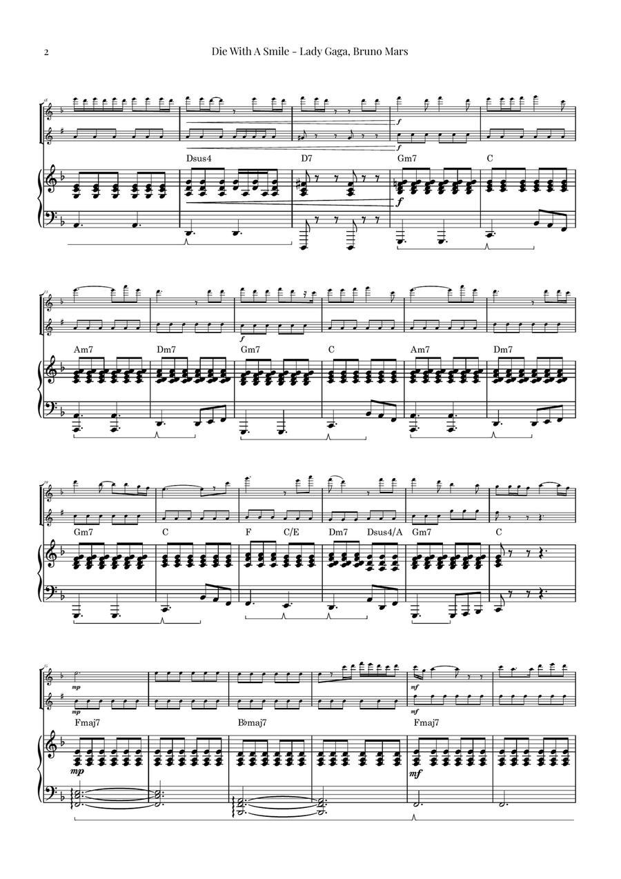 Die With A Smile Woodwind Duet scores gallery preview page 2