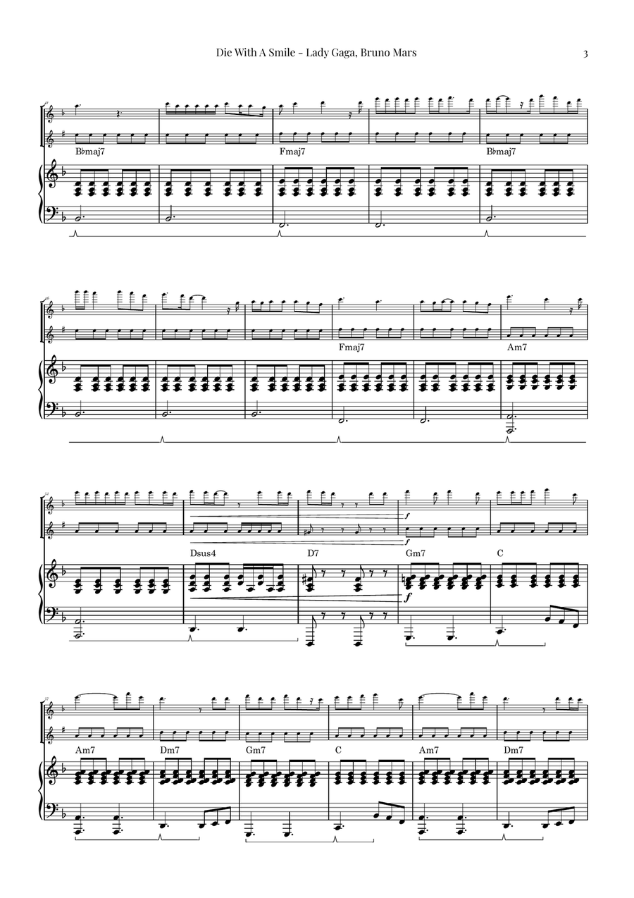 Die With A Smile Woodwind Duet scores gallery preview page 3
