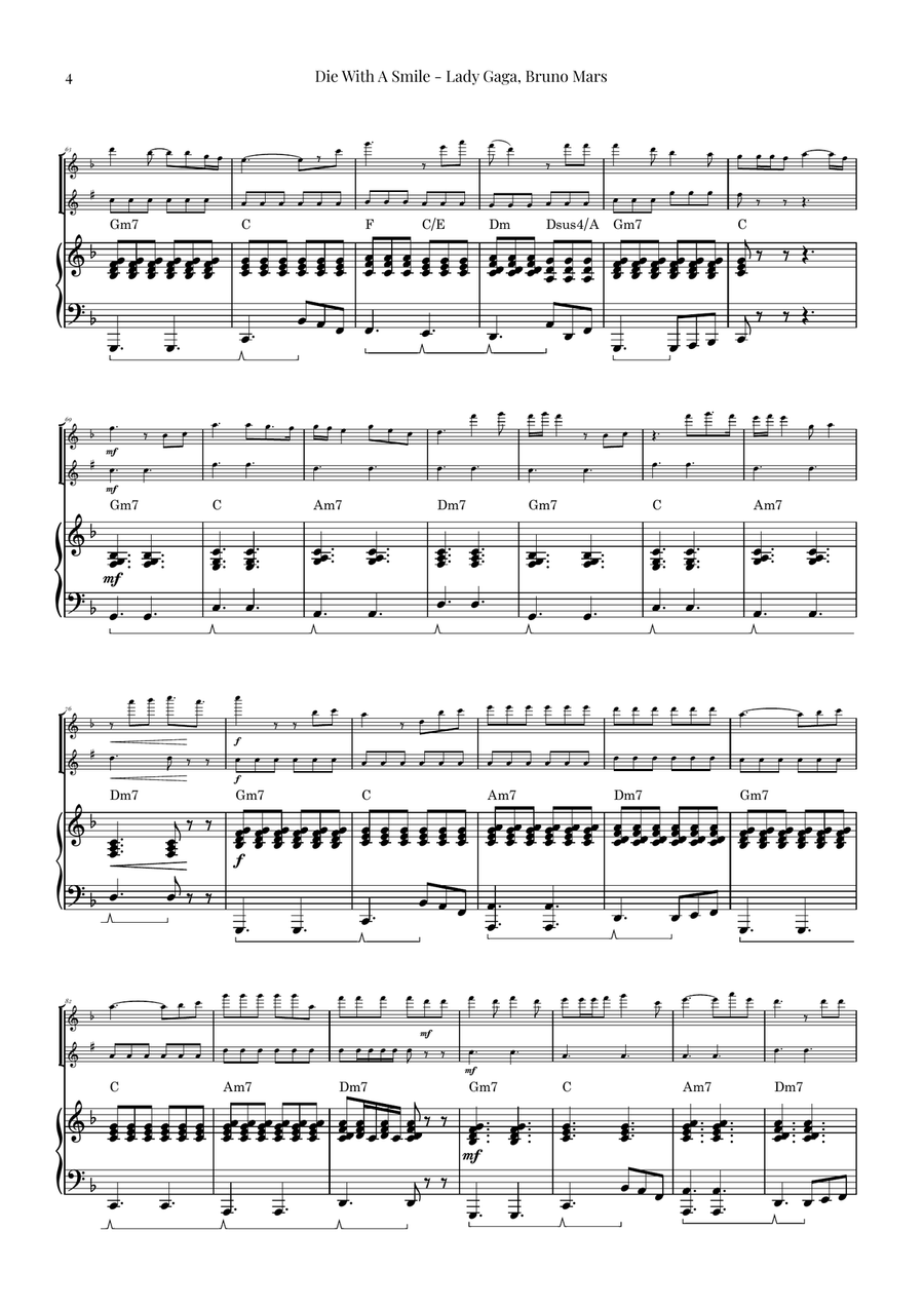 Die With A Smile Woodwind Duet scores gallery preview page 4