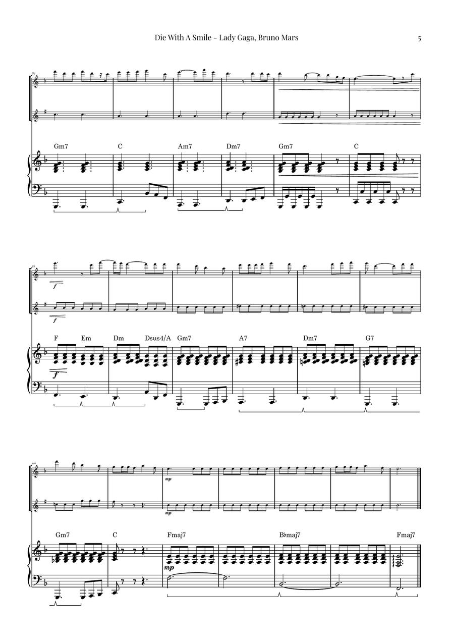 Die With A Smile Woodwind Duet scores gallery preview page 5