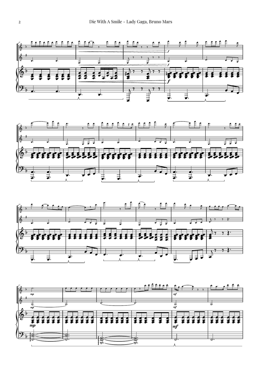 Die With A Smile Woodwind Duet scores gallery preview page 2