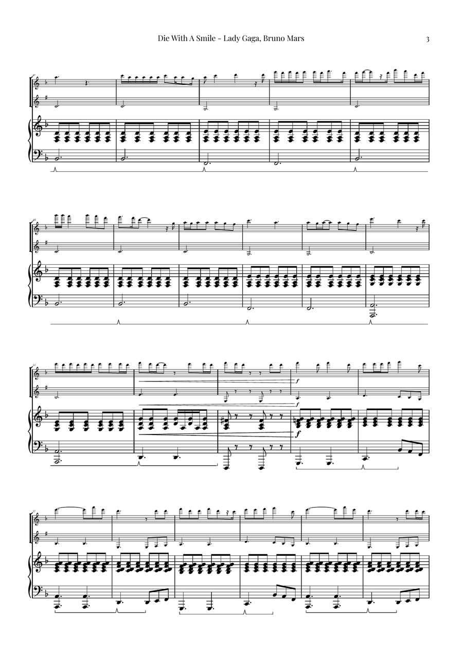 Die With A Smile Woodwind Duet scores gallery preview page 3