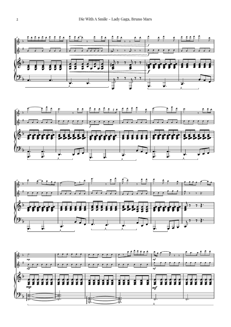 Die With A Smile Woodwind Duet scores gallery preview page 2