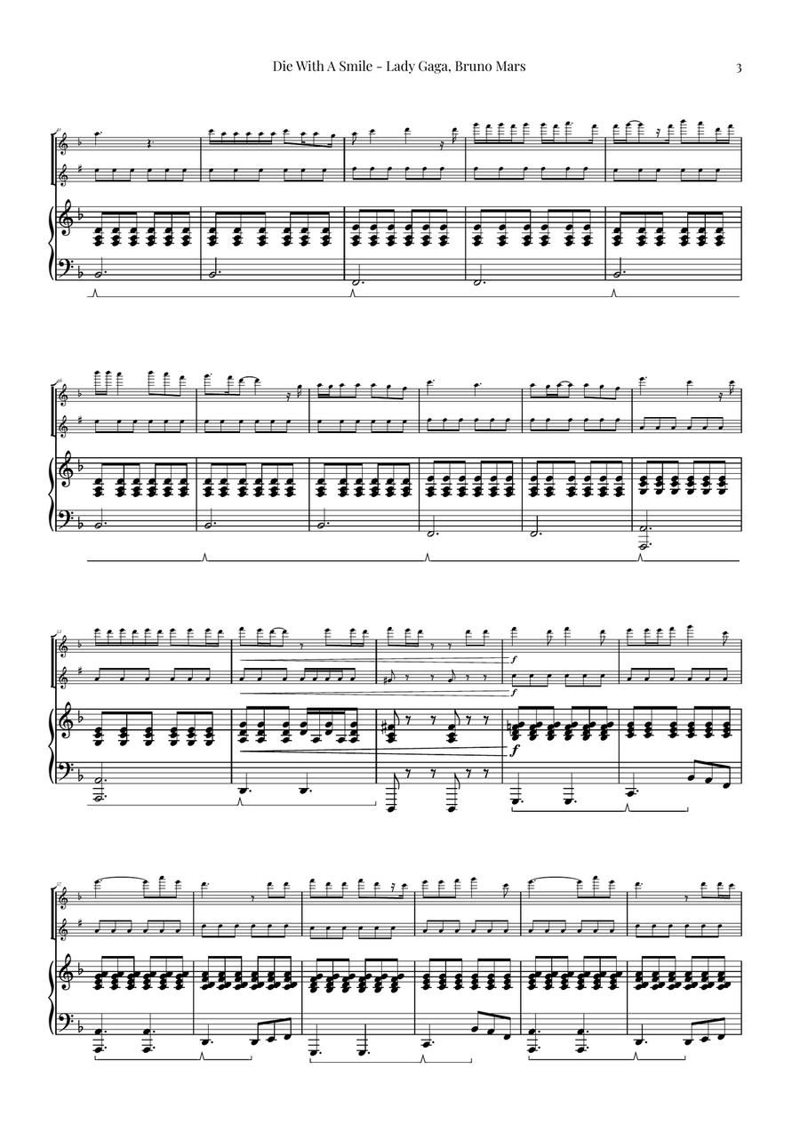 Die With A Smile Woodwind Duet scores gallery preview page 3
