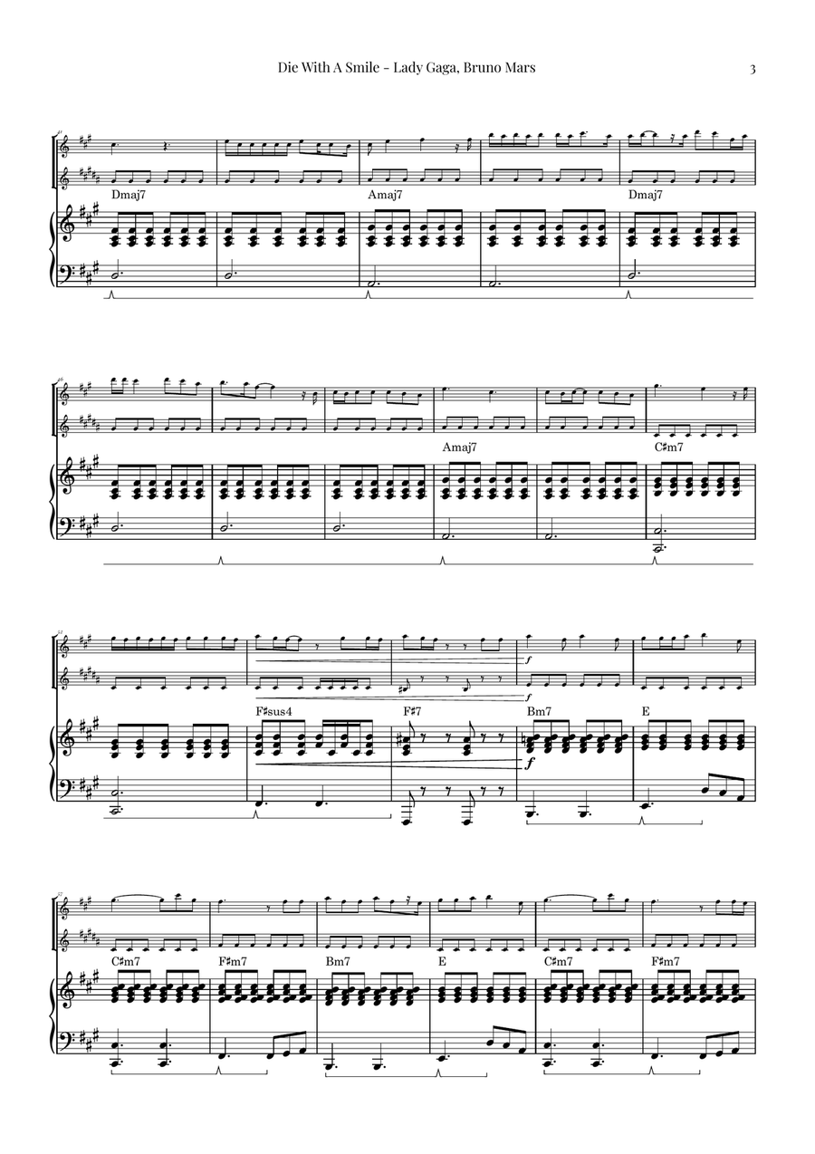 Die With A Smile Woodwind Duet scores gallery preview page 3