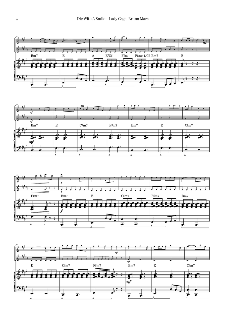 Die With A Smile Woodwind Duet scores gallery preview page 4