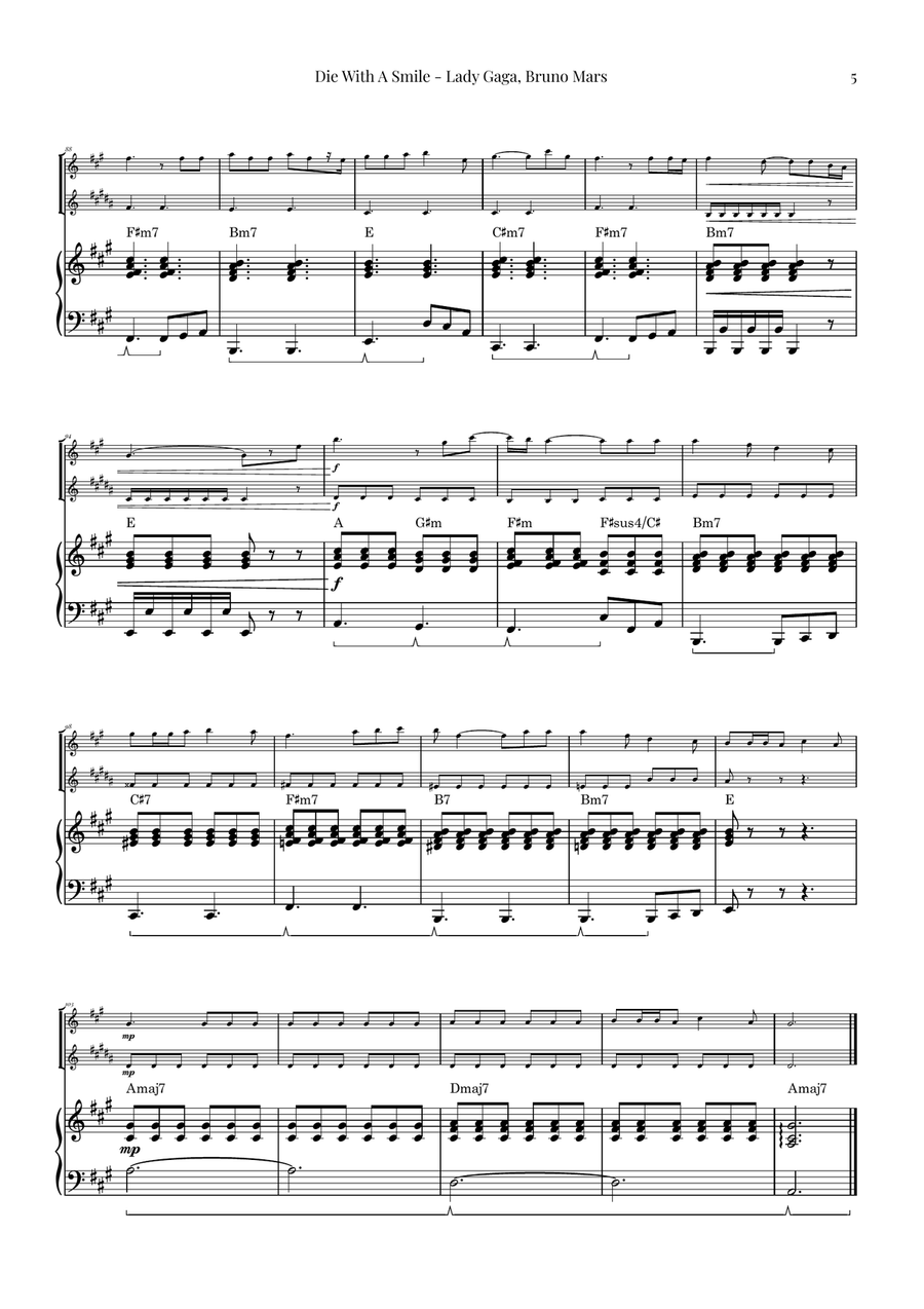 Die With A Smile Woodwind Duet scores gallery preview page 5