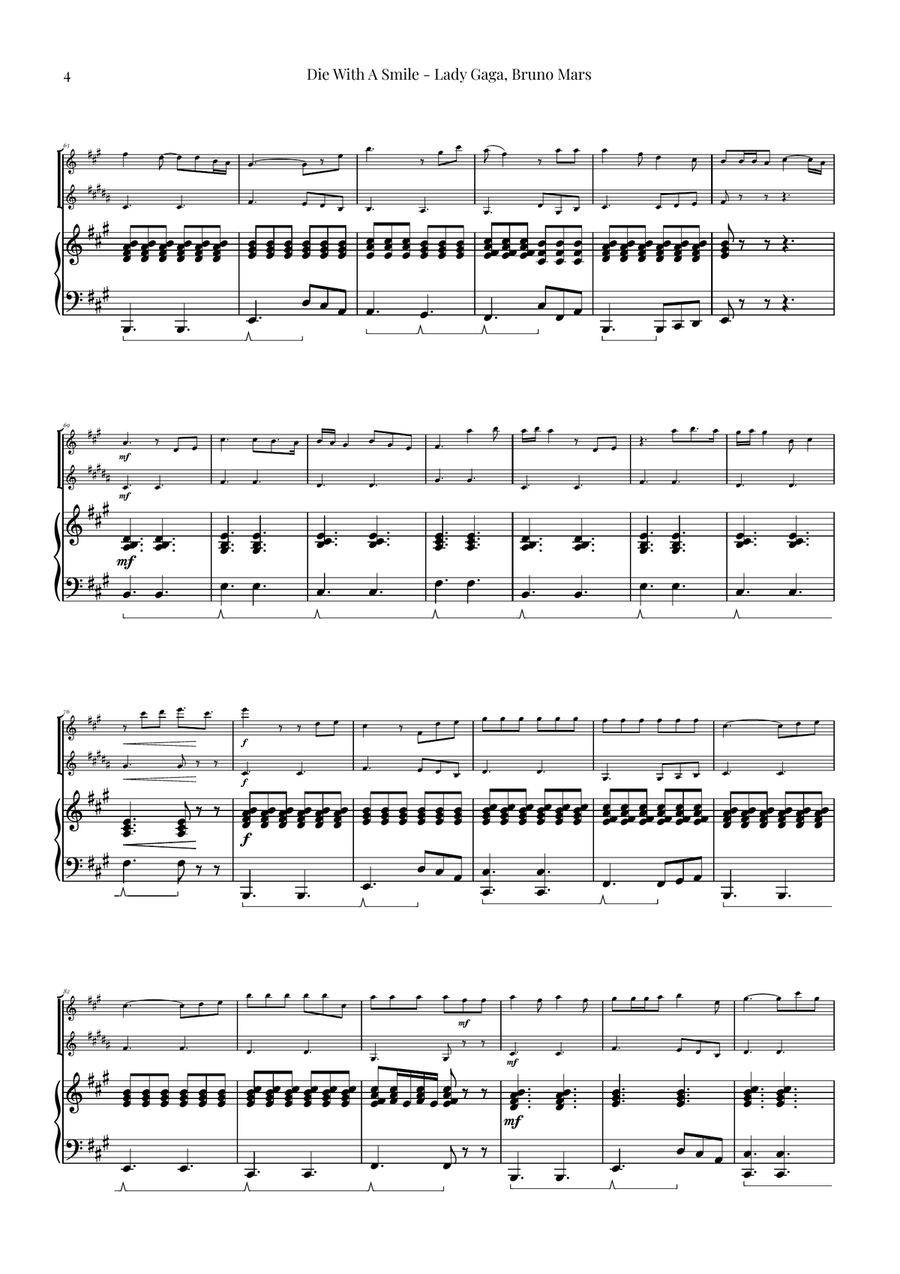 Die With A Smile Woodwind Duet scores gallery preview page 4