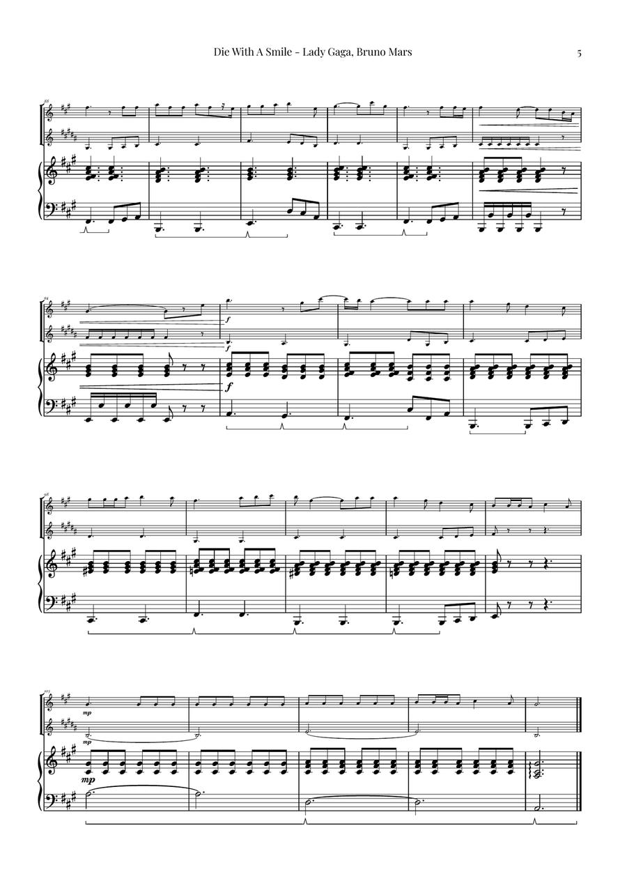 Die With A Smile Woodwind Duet scores gallery preview page 5