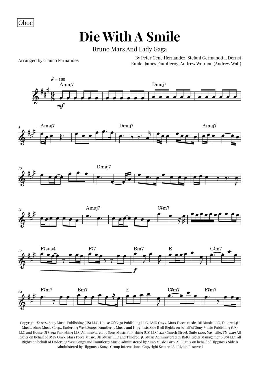 Die With A Smile Woodwind Duet scores gallery preview page 4