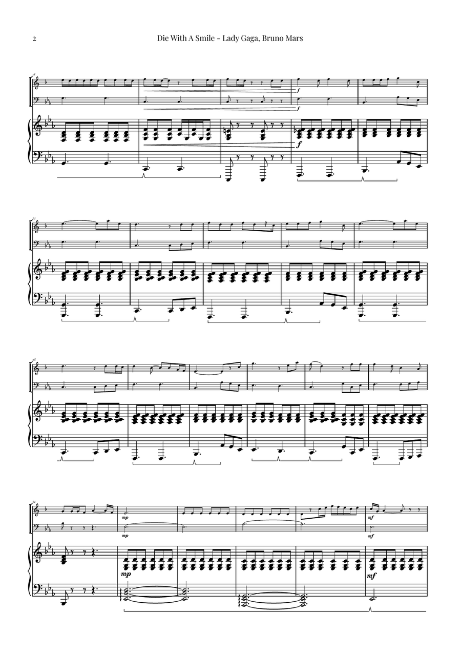 Die With A Smile Brass Duet scores gallery preview page 2