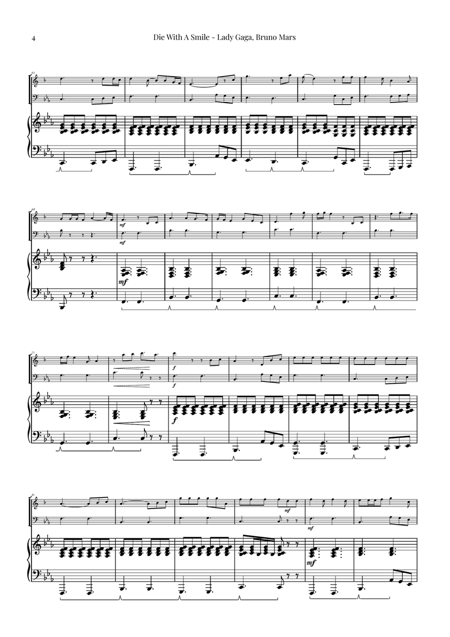 Die With A Smile Brass Duet scores gallery preview page 4