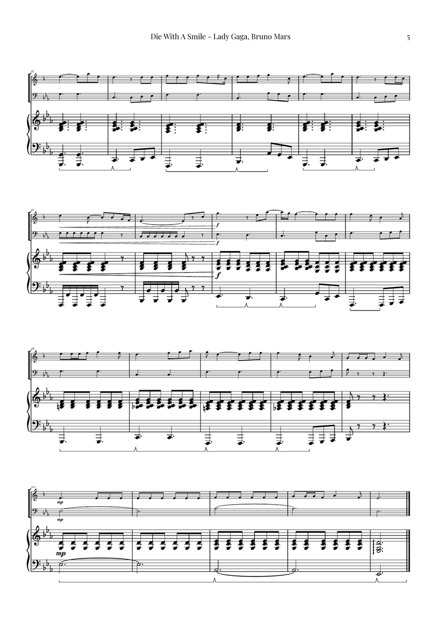 Die With A Smile Brass Duet scores gallery preview page 5