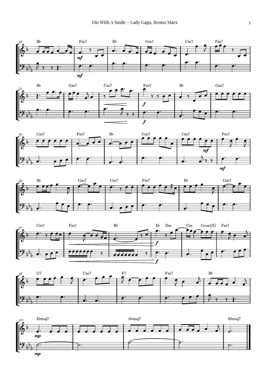 Die With A Smile Brass Duet scores gallery preview page 3