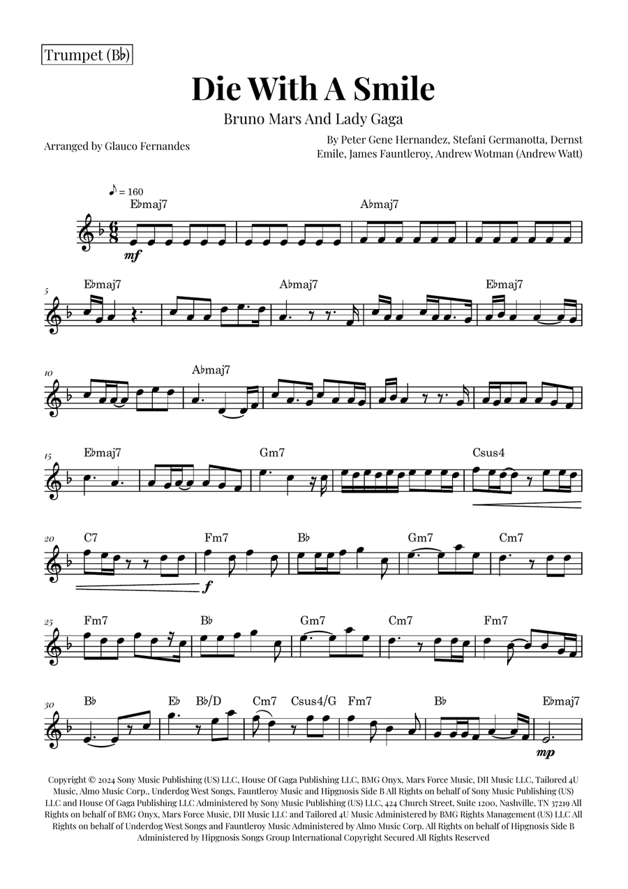 Die With A Smile Brass Duet scores gallery preview page 4