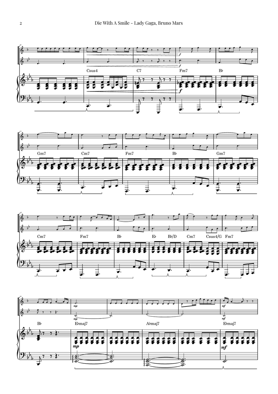 Die With A Smile Brass Duet scores gallery preview page 2