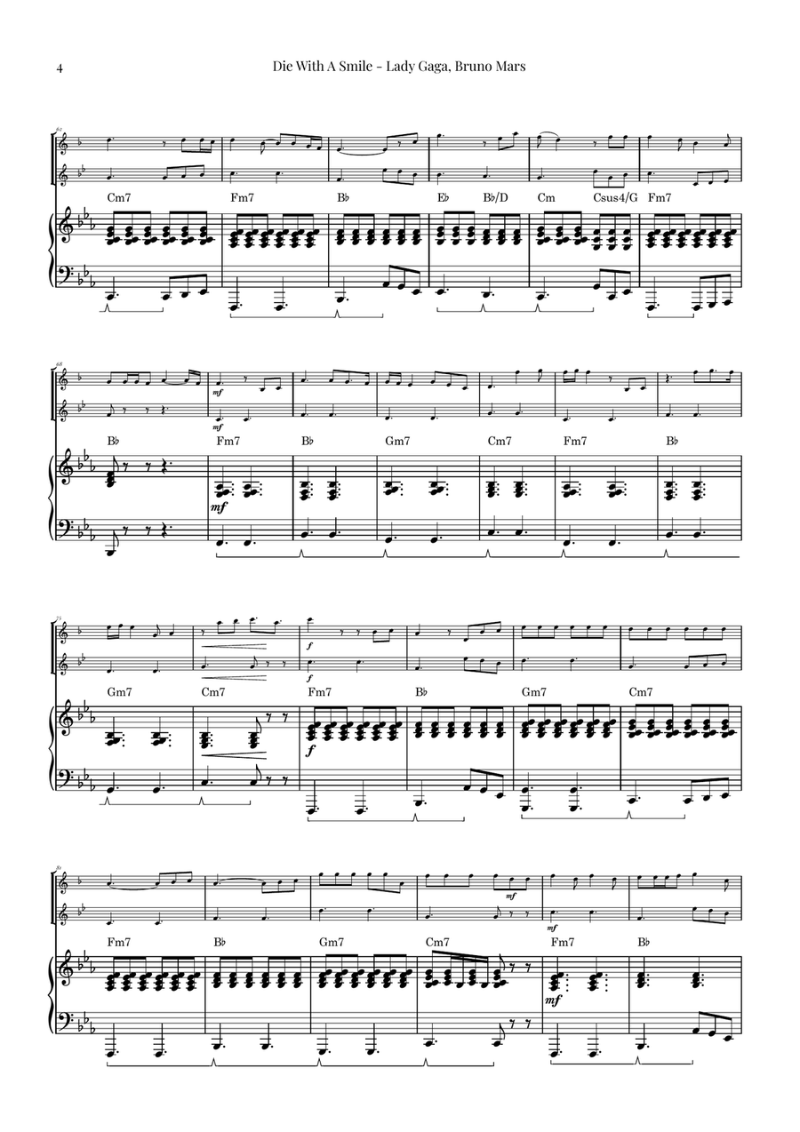 Die With A Smile Brass Duet scores gallery preview page 4