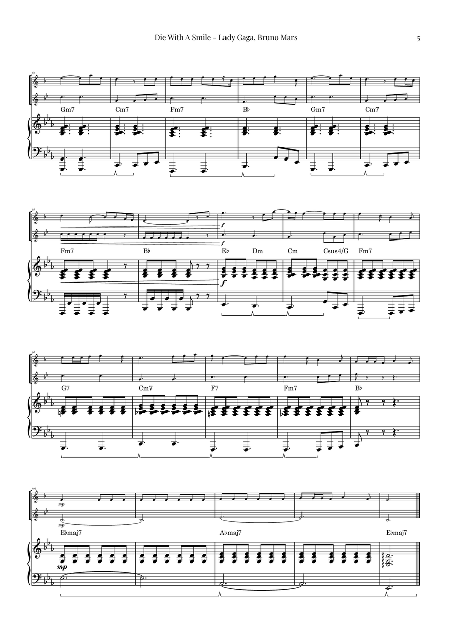 Die With A Smile Brass Duet scores gallery preview page 5