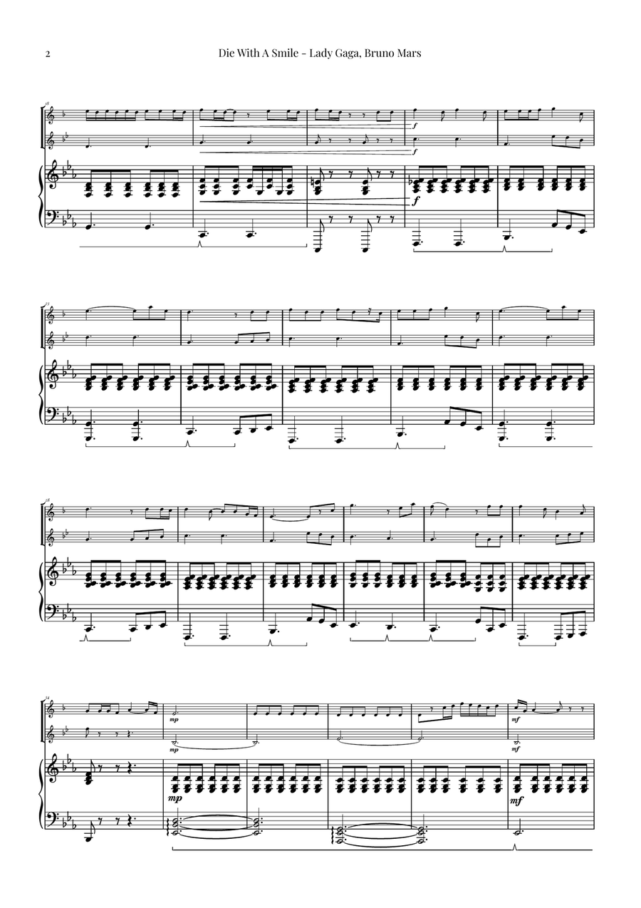 Die With A Smile Brass Duet scores gallery preview page 2