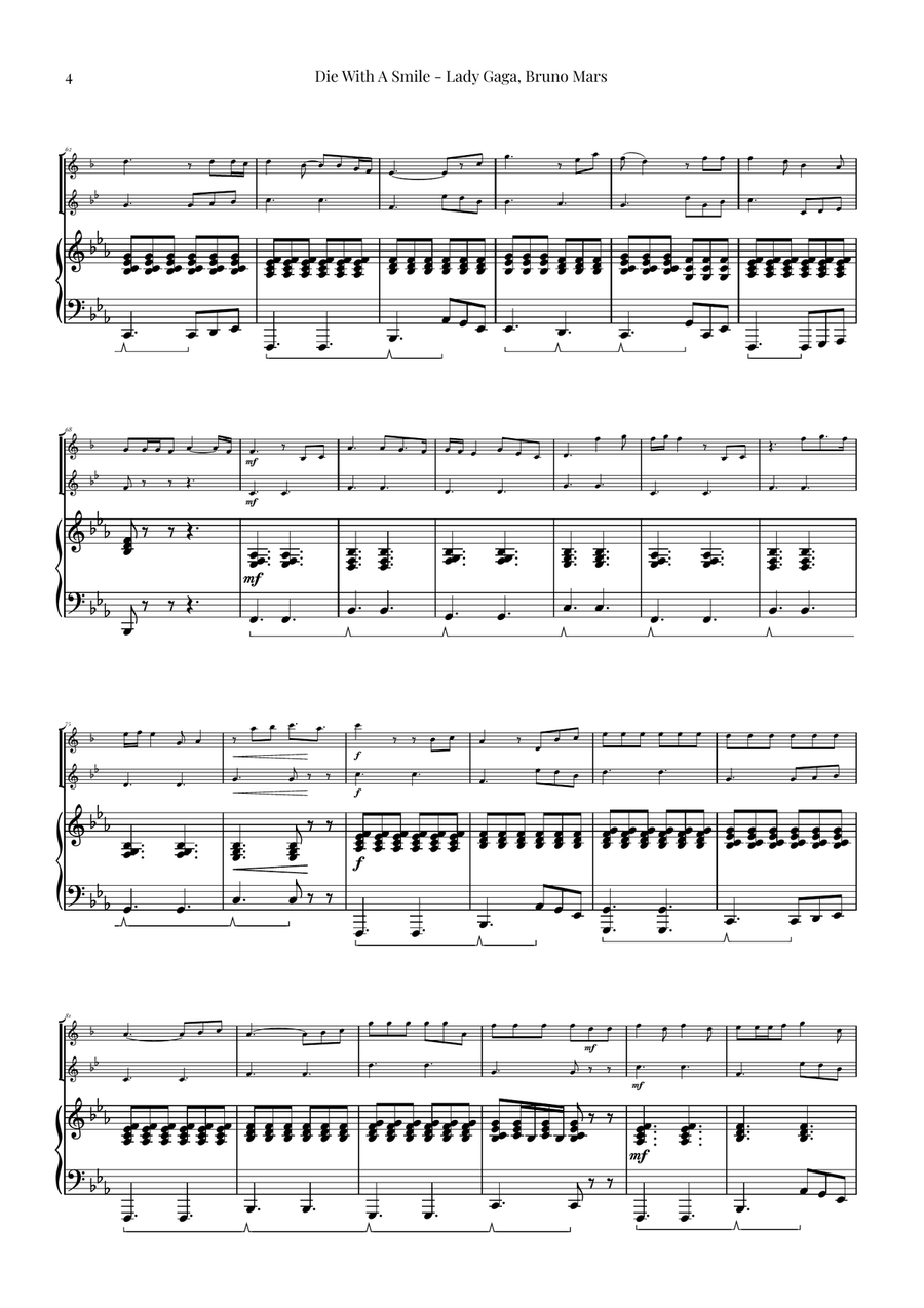 Die With A Smile Brass Duet scores gallery preview page 4