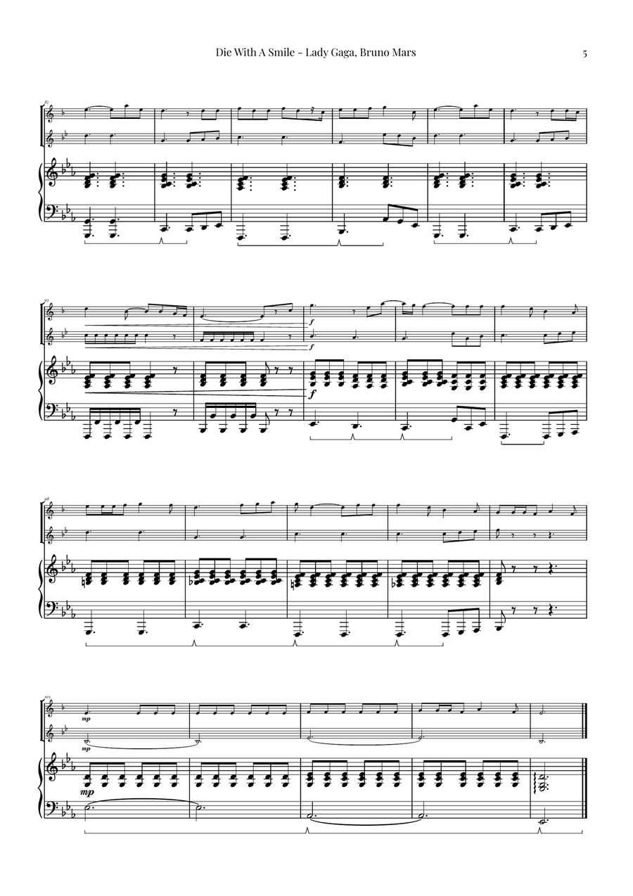 Die With A Smile Brass Duet scores gallery preview page 5