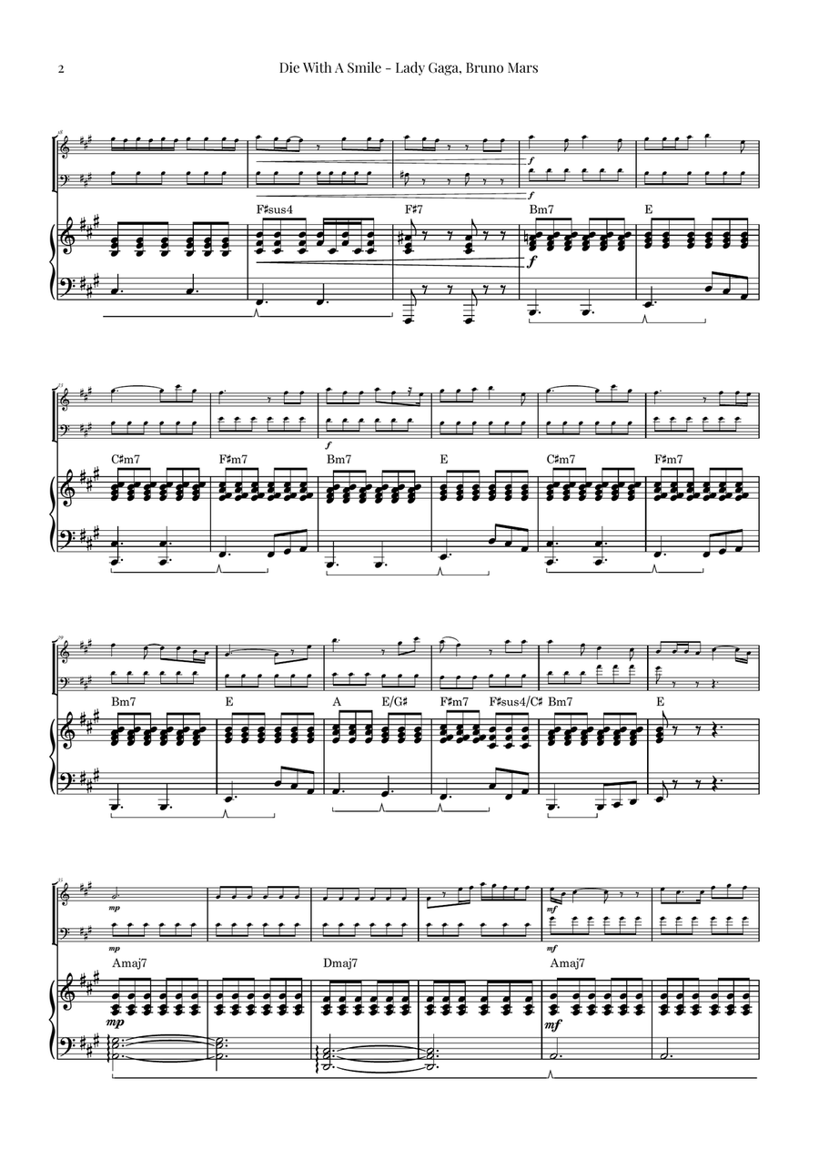 Die With A Smile Piano Trio scores gallery preview page 2