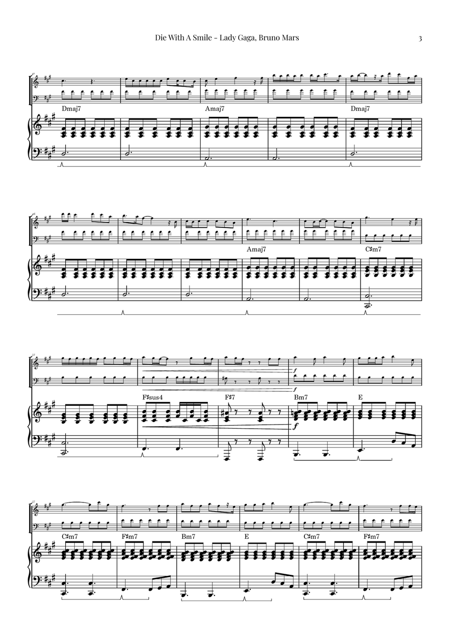 Die With A Smile Piano Trio scores gallery preview page 3