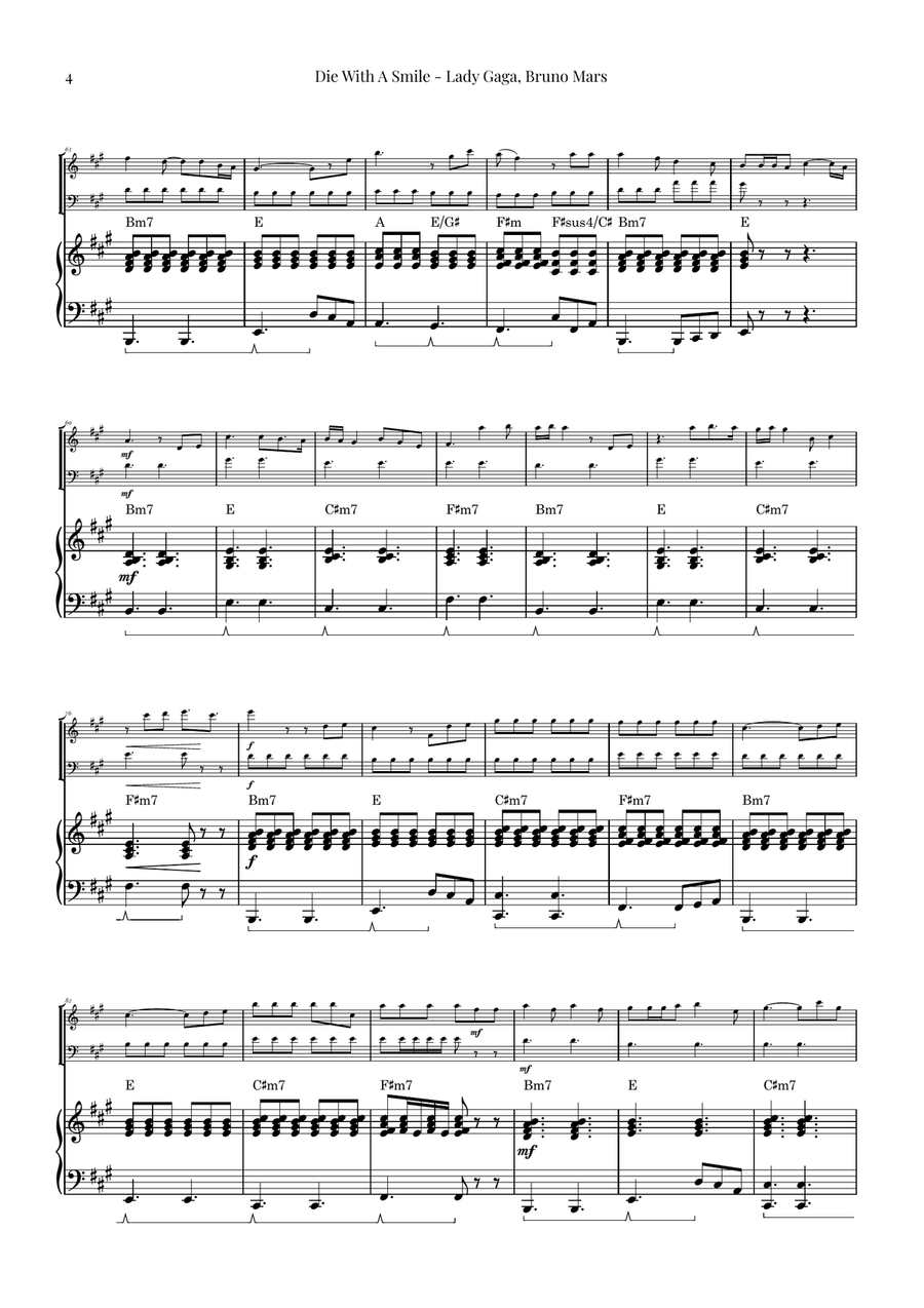 Die With A Smile Piano Trio scores gallery preview page 4