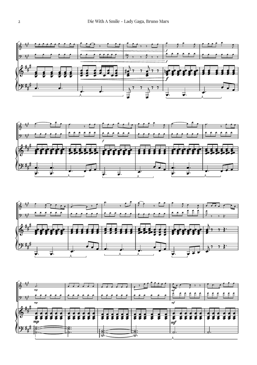 Die With A Smile Piano Trio scores gallery preview page 2