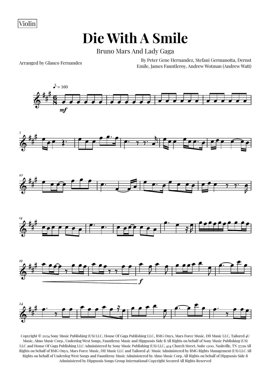 Die With A Smile String Duet scores gallery preview page 4