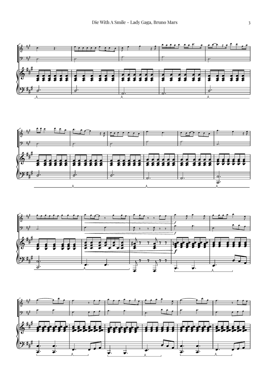 Die With A Smile String Duet scores gallery preview page 3