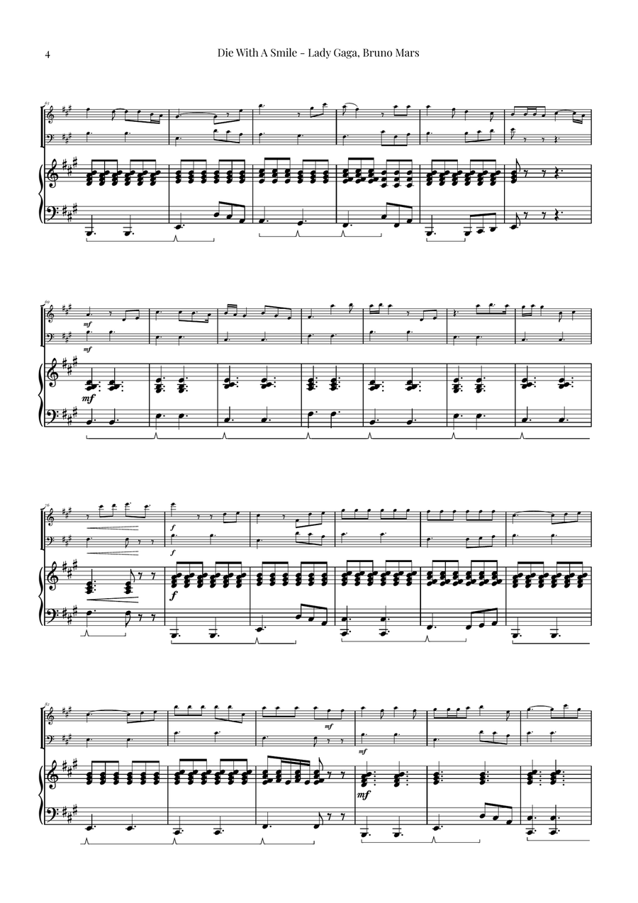 Die With A Smile String Duet scores gallery preview page 4