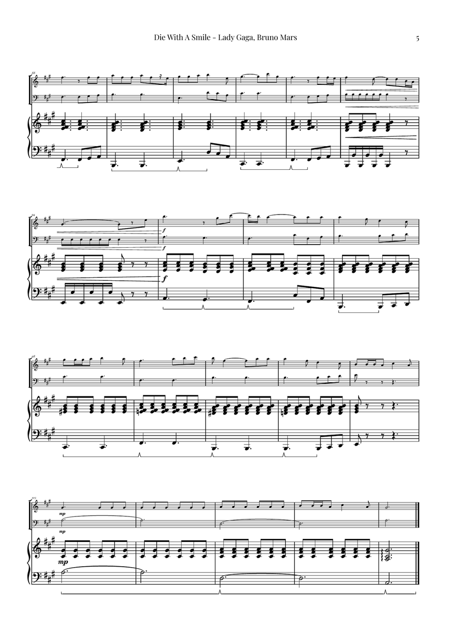 Die With A Smile String Duet scores gallery preview page 5