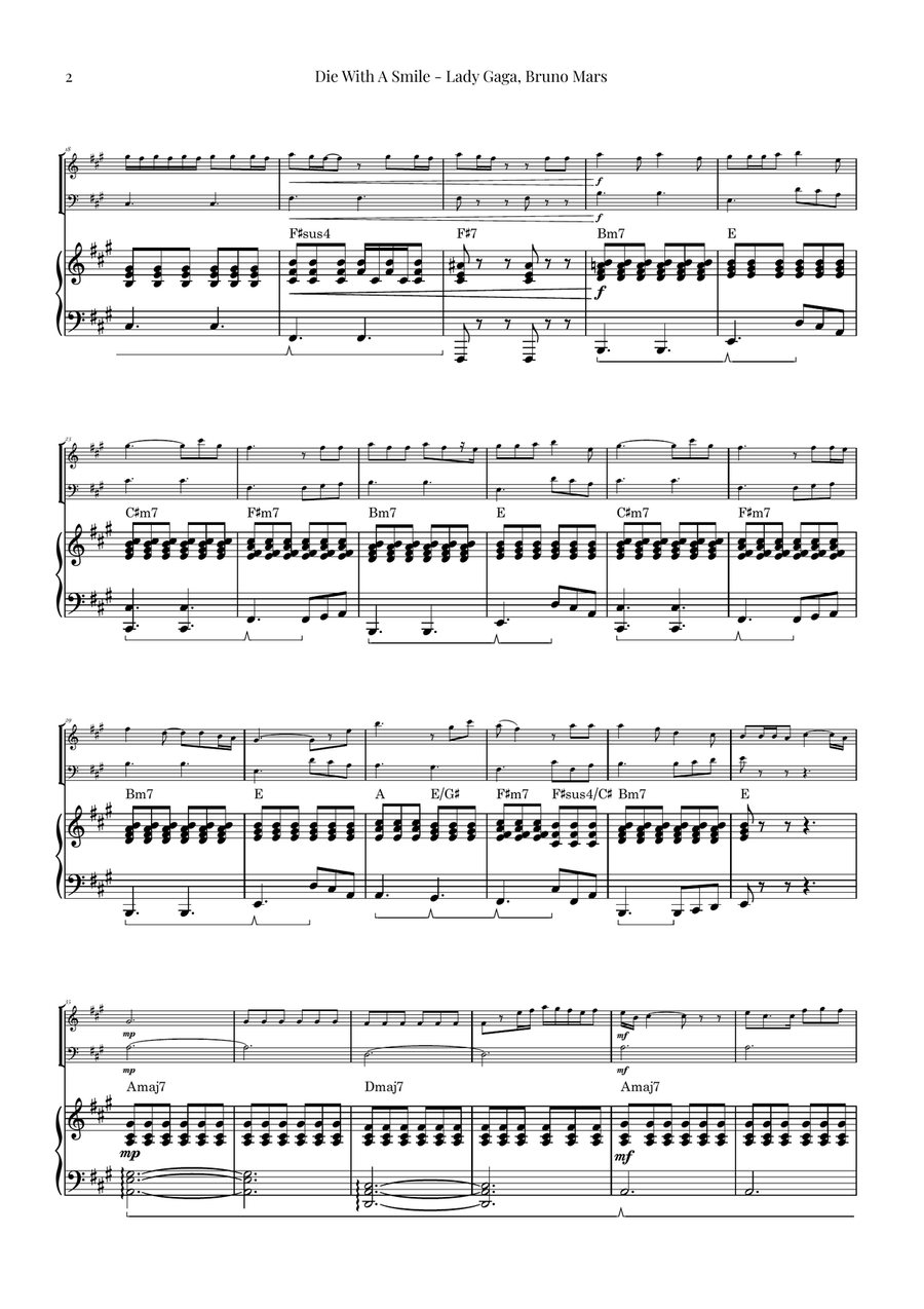 Die With A Smile String Duet scores gallery preview page 2