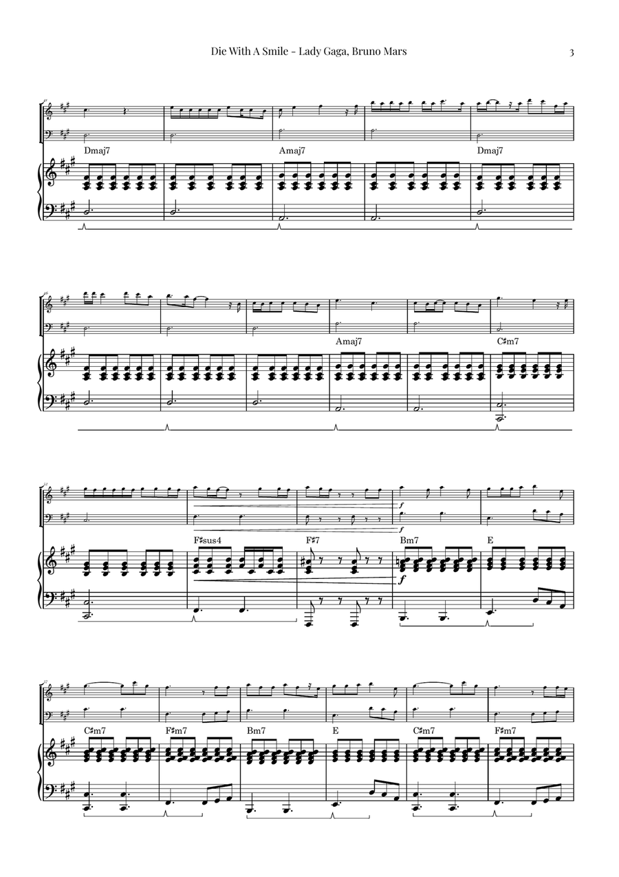 Die With A Smile String Duet scores gallery preview page 3