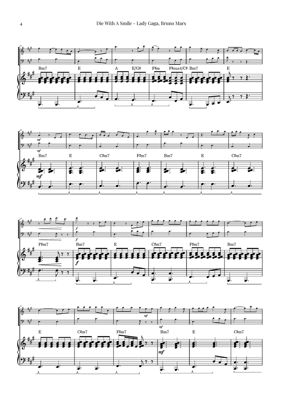 Die With A Smile String Duet scores gallery preview page 4