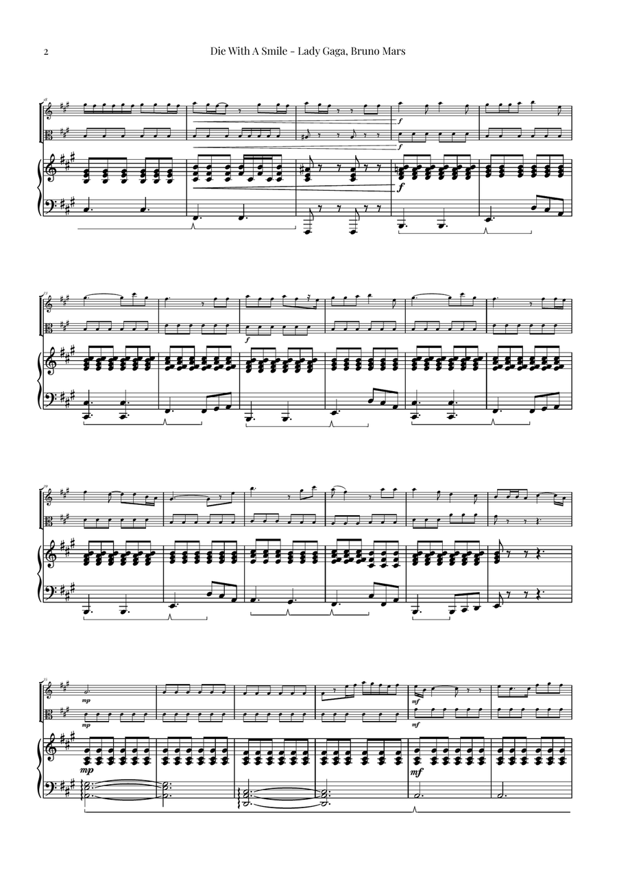 Die With A Smile String Duet scores gallery preview page 2
