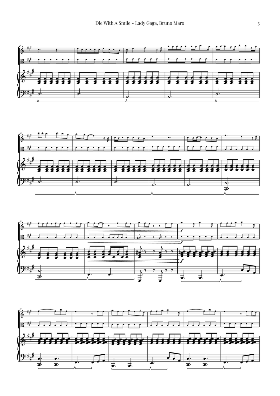 Die With A Smile String Duet scores gallery preview page 3
