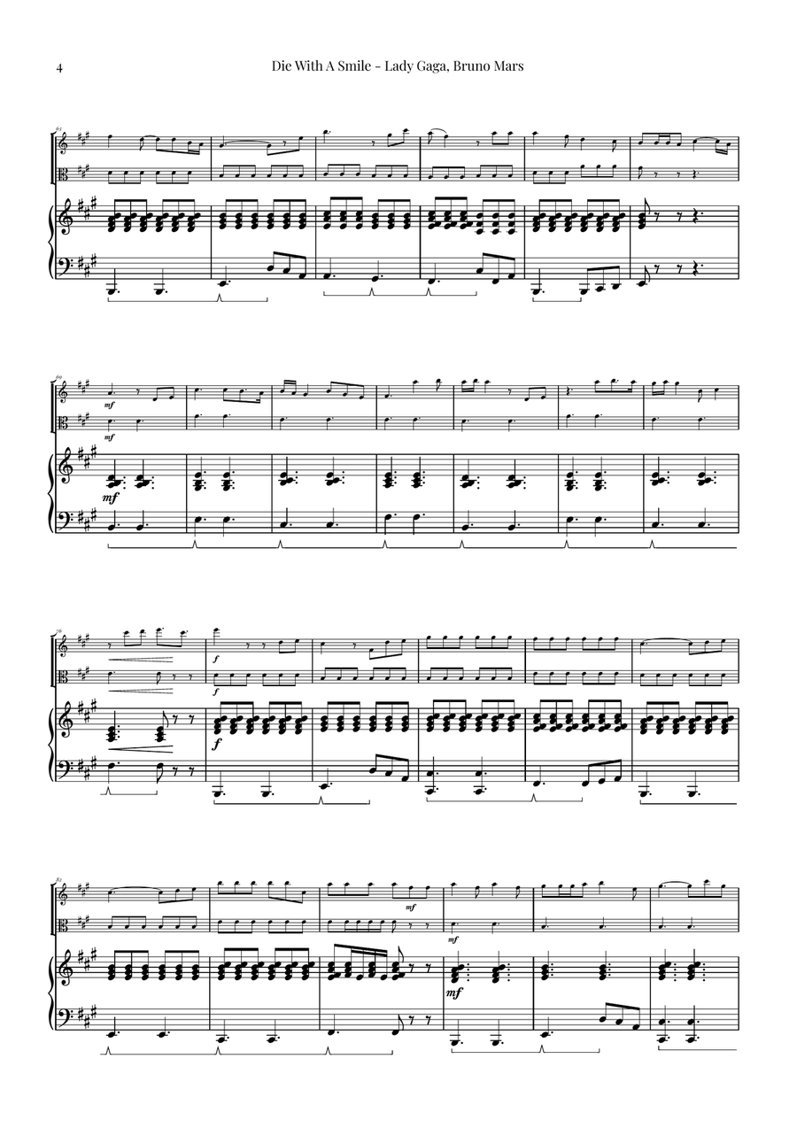 Die With A Smile String Duet scores gallery preview page 4