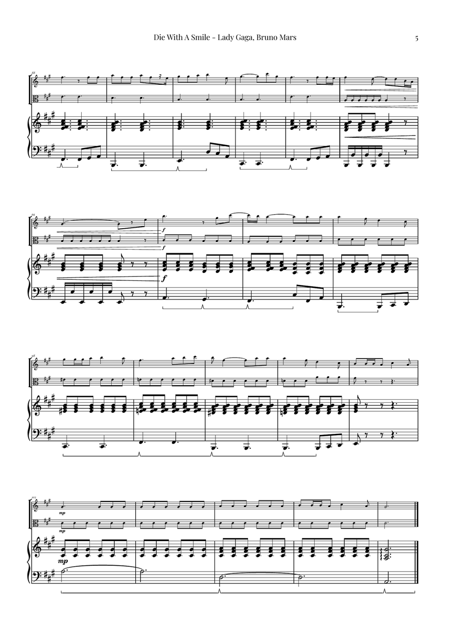Die With A Smile String Duet scores gallery preview page 5