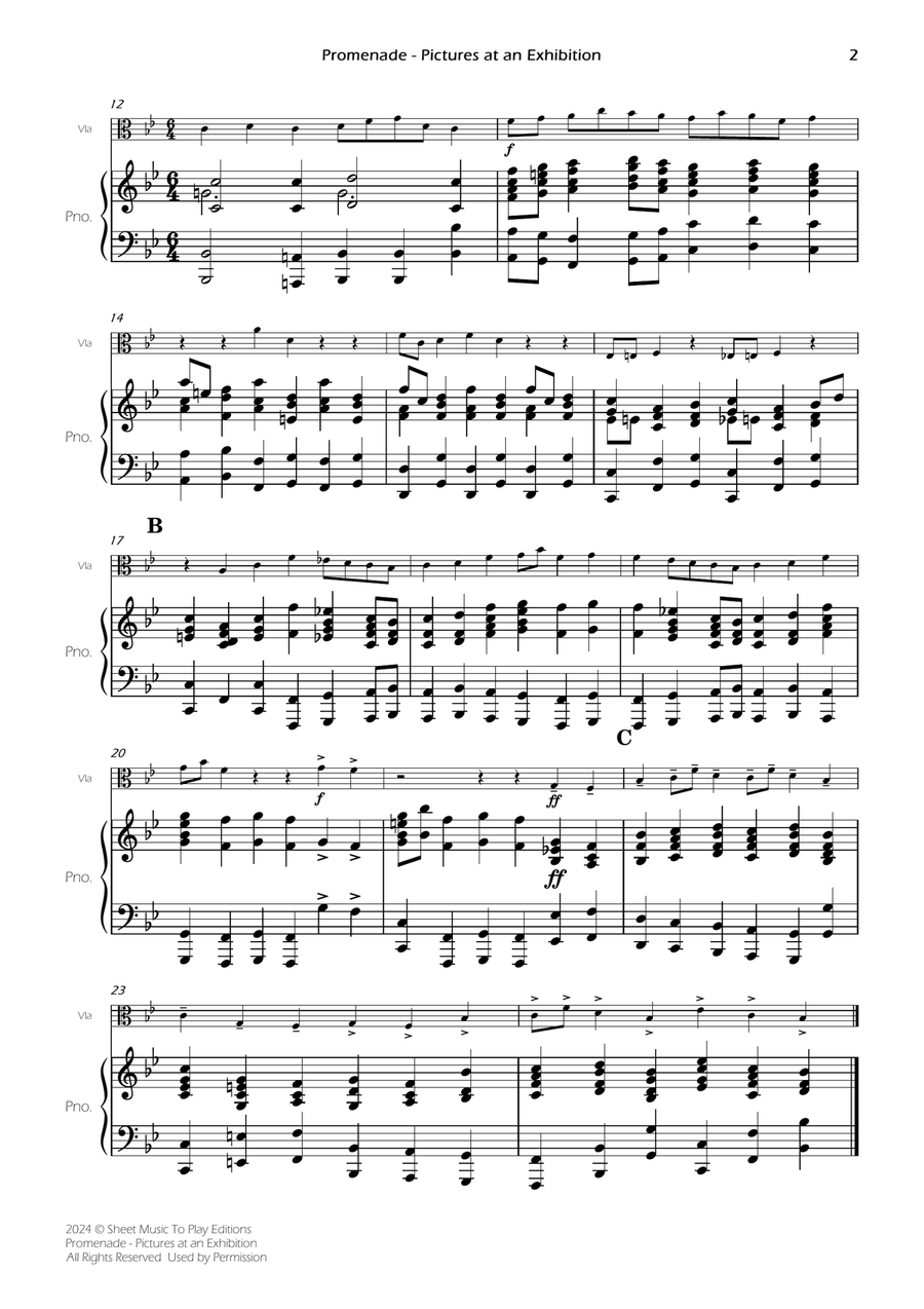 Pictures at an Exhibition - Promenade - Viola and Piano (Full Score and Parts) Piano scores gallery preview page 4